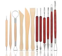 12 Pcs Clay Sculpting Tools, Pottery Sculpting Modeling Tools Air Dry Polymer Clay Sculpting Tools Pottery Trimming Tools with Smooth Wooden Handles Modeling Clay Cutters for Carving, Ceramics, DIY