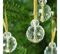 12 Pcs Clear Crystal Glass Christmas Balls Ornaments, 0.87" Mini Prism Ball Christmas Tree Decorations, Hanging Crystal Ornament Clearance for Xmas Wedding Party Home Decor(Clear)
