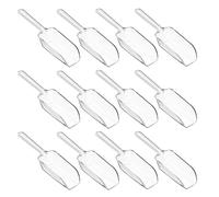 12 Pcs Clear Plastic Acrylic Kitchen Scoops for Food, 4.3 Inch Multi Purpose Ice Scoop, Sweet Candy Scoops for Buffet, for Wedding Ice Cream Candy Dessert Buffet Protein Powders Tea Flour Coffee