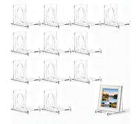 12 PCS Clear Plastic Display Stand,Adjustable Acrylic Easel for Plates | Transparent Holder for Display Magnetic Card Holder,Challenge Medals,Graded Card Card Trading Card(2.2 x 2 inches)