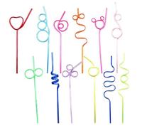 12 Pcs Colorful Curly Straws,Creative Party Straws Reusable Plastic for Kids Adults,Environmentally Friendly Crazy Loop Straw,for Friends' Gathering Birthday Party Camping Use