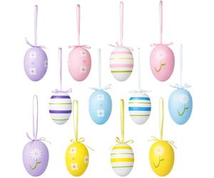 12 Pcs Colorful Easter Hanging Eggs, lovely Easter egg decorations for DIY home and party. Perfect as Easter tree decorations and Easter decorations outdoor, ideal for gardens and festive displays.