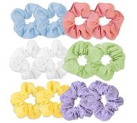 12 PCS Colorful Hair Scrunchies Elastic Scrunchies, Hair Ring Cream Large Intestine, Elastic Ponytail Holders Pastel Solid Hairs, Reusable Minimalist Sweet Hairs for Women Girls, Daily Use