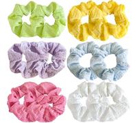 12 PCS Colorful Hair Scrunchies Soft Elastic Ponytail Holders Pastel Solid Hair Ties Minimalist Sweet Hair Tie Soft Textured Hair Ropes Accessories for Women Girls