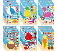 12 pcs Colorful Summer DIY Make a Face Stickers,Make Your Own Personalized Cartoon Stickers for Kids,for Crafts Activities Bags Birthday Party Favors Valentines Day Gifts for Classroom