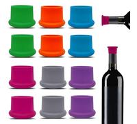 12 Pcs Colorful Wine Stoppers, Reusable Silicone Wine Corks,Champagne Stoppers,Beverages Beer Bottle Caps,Wine Bottle Stoppers for Glass Bottles, Keep Wine Fresh