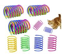 12 Pcs Colourful Springs Toys - Interactive Cat & Kitten Toys, Heavy Plastic, Durable, Swatting, Hunting & Biting