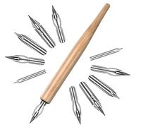 12 PCS Comic Dip Pen Calligraphy Dip Pen Set Including 2 Pen Holders and 10 Different Nibs Comfortable Grip Dip Pens for Animation Calligraphy Sketch Signing Painting Cartoonists Artists