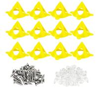 12 Pcs Cone Support Stand, Painter Pyramid Stands, with 48 small suction cups and 48 Pcs screws, Door Painting Stand, Plastic Pyramid Riser Set Kit for Canvas Cabinet Door Paint Pouring, Yellow