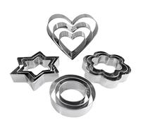 12 Pcs Cookie Cutter, Stainless Steel Christmas Biscuit Pastry Cutters for Cake, Chocolate, Fondant, Cake Decor, Mini Cookie Cutters for Kids, Clay Cutter for Star, Heart, Round, Flower Shaped