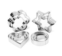 12 Pcs Cookie Cutters Set - Stainless Steel Biscuit Cutter, Heart Flower Round Star Shape Biscuit Mould, Baking Mould for Birthday, Christmas, Valentine's Day Baking