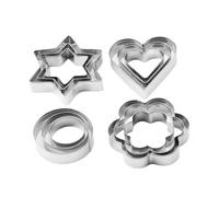 12 PCS Cookie Cutters Set, Stainless Steel Biscuit Cutters, Metal Cookie Moulds for Kitchen Baking, Birthday, Christmas, Valentine's Day (Round, Heart, Flower, Star)