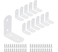 12 Pcs Corner Bracket 40 * 40 mm, JatilEr Right Angle Brackets 90 Degree Corner Brace Metal L Brackets Metal with 48 Screws for Wood Furniture Fixation- White