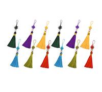 12 Pcs Cotton Hand-Woven Beaded Tassel Mini Tassels Handmade Tassels for Jewelry Making, Souvenir, Bookmarks, DIY Craft Accessory