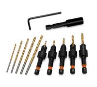 12 Pcs Countersink Drill Bit Set, HSS 1/4" Hex Shank Counter Sink Pilot Bits with Magnetic Extension Holder and Adjustable Depth Stop for #4#6#8#10#12 Screws, Wood, Plastic, Woodworking Tools