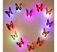12 PCS Creative Small Lamp Flashing Colorful Butterfly Night Light Wall Stickers Lamp LED Decorative Night Lights Random