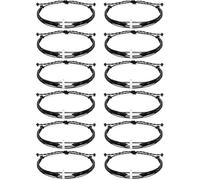 12 Pcs Cross Bracelet for Women and Men Cross Adjustable Nylon Rope Christian Handmade Braided Bracelet for Teens Kids Handmade Christian Jewelry Wish Bulk Cross Bracelets (Black)