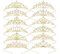 12 Pcs Crystal Crowns Headbands, Gold Princess Headband Rhinestone Bulk Crown Queen Headband for Women Princess Hair Accessories for Birthday Party, Wedding(Random)