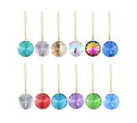 12 Pcs Crystal Glass Balls for Christmas Decorations 1.18'' Round Prism Flower Christmas Tree Decorations Mini Christmas Hanging Ornaments for Home Christmas Decor,Multicolor