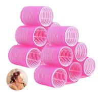 12 PCS Curlers Rollers, Hair Rollers, Velcro Rollers for Hair, Rollers for Hair Volume, for Long Medium Short Hair, Salon Home DIY Hairs Dressing(4.4cm Rose Red)