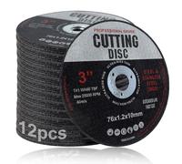 12 Pcs Cutting Discs - 76mm Angle Grinder Discs for Metal, Fast & Precise Cutting of Steel, Iron, Aluminum Metal Wood