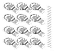12 Pcs D Type Buckle for Car Door and Cargo Trailer Anchor Points, Metal Tie Down Pull For Ring, Compatible with Vehicle Vessel Exterior Parts, Black and Silver(Plated)