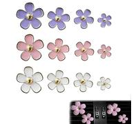 12 Pcs Daisy Air Vent Clips, Cute Flower Car Air Freshener Clips, Metallic Vent Decor Fragrance Diffuser Holder - Pink Purple White