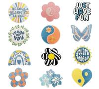 12 Pcs Danish Pink Iron on Embroidered Patches,Inspirational Positive Patch | Danish Pink Inspirational Embroidered Iron onPatches for Bags,Jackets,Backpacks,Hats,Clothing,Bikers,Jeans,Uniforms