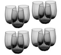 (12 Pcs Dark Grey 380ml) Linka Coloured Glasses Tall & Short Cocktail Tumblers