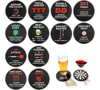 12 Pcs Dartboard Design Coasters, Diameter 10 cm, Thickness 5 mm | Non-Scratch with -Slip, Felt Coasters Round for Glasses, Presents for Dart Fans, Beer Mats Funny with Dartboard & Saying