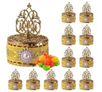 12 Pcs Decorative Candy Boxes, 5.5cm Round Wedding Favor Towers with Ornamental Design for Party, Festival, and Special Events (yellow)