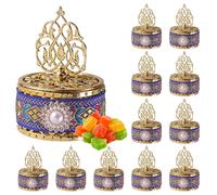 12 Pcs Decorative Candy Boxes, 5.5cm Round Wedding Favor Towers with Ornamental Design for Party, Festival, and Special Events (blue)