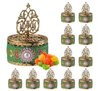 12 Pcs Decorative Candy Boxes, 5.5cm Round Wedding Favor Towers with Ornamental Design for Party, Festival, and Special Events (green)