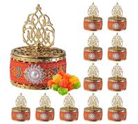 12 Pcs Decorative Candy Boxes, 5.5cm Round Wedding Favor Towers with Ornamental Design for Party, Festival, and Special Events (red)