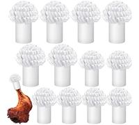 12 Pcs Decorative Paper Holders for Chops Turkey Leg Paper Pork Chop Frills Turkey Frills White Paper Pork Lamb Chop Frills Small Chicken Leg Holders for Rib Roast Culinary Food Presentation, 2 Sizes