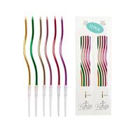 12 PCS Deep Colorful Spiral Birthday Candles for Cake & Cupcake, Tall Candles with Holders, 15CM Long, Colorful Years Theme, Elegant Decor for Retirement, Anniversary, Wedding Party Supplies