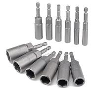 12 Pcs Deep Socket Set 6-19mm Hexagon Nut Setter Driver Drill Bits Set, 1/4 hex Shank, Long Reach Impact Driver Nut Runners Bolt Extractor Sockets Power Tool, Quick Change