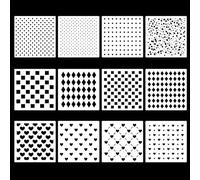 12 Pcs Diamond & Checkerboard Stencils for Painting, Reusable Harlequin Pattern Templates on Wood, Wall, Tile, Fabric, Furniture, DIY Craft Home Decor (6inch)