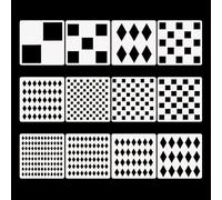 12 Pcs Diamond & Checkerboard Stencils for Painting, Reusable Harlequin Pattern Templates on Wood, Wall, Tile, Fabric, Furniture, DIY Craft Home Decor (6inch)
