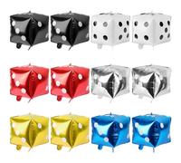 12 Pcs Dice Balloon Casino Theme Party Decoration 4D Square Inflatable Dice Foil Casino Balloon for Game Night Las Vegas Birthday Bunco Prom Texas Poker Party Decoration,12 Inch