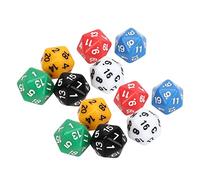 12 Pcs Dice Set D20 Plastic Polyhedral Dice 6 Colors 20 Sided Teaching Dice Set for Board Games