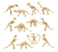 12 Pcs Dinosaur Bones Mini Dinosaur Figures Fossil for Dino Sand Dig, 12 Styles Plastic Dinosaurs Figures for Party Favor Science Educational Activities, Fake Dinosaurs Toys for Boys