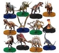 12 Pcs Dinosaur Honeycomb Centerpieces, Dinosaur Party Favors Birthday Party Decorations Dinosaur Volcano Jungle Animal Centerpieces Decorations Supplies for Kids Teens Boys Girls Baby Shower
