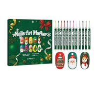 12 PCS DIY Christmas Nail Art Brushes, Water-Based Nail Painting Pens For Easy Detailing & Coloring