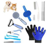 12 PCS Dog Grooming Kit, Dogs Brushes for Shedding, Includes Dog Cat Brush, Nail Clippers with File, Flea Comb for Dogs, Deshedding Comb, Slicker Brush, Bath Massage Glove