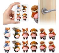 12 Pcs Door Handle Protectors, Wall Protector, Impact Adhesive, Shiba Inu Dog Design Door Handle Stopper For Household Interior Knobs, Decorative And Protective Solution For Home Doors