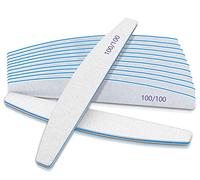 12 PCS Double Sided Emery Board Nail Files, 100/100 Grit for Acrylic & Natural Nails, Washable & Reusable