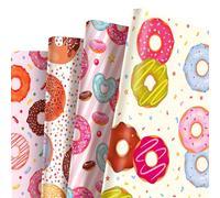 12 Pcs Doughnut Wrapping Paper Sheets, 69x50cm Colorful Sweet Desserts Donut Gift Wrapping Paper,Recyclable Donut Wrapper for Girls Women Kids Birthday Party Baby Shower Wrap Boxes Decorations