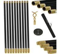 12 Pcs Drain RODS Set Professional Heavy Duty Unblock Plunger Double Worm Screw 9M Unblocked Drainage Pipes Cleaning Gutter Road Unblocker with Carry
