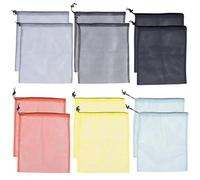 12 Pcs Drawstring Mesh Bags with 6 Colors, 25×30cm Nylon Mesh Storage Bag, Colorful Drawstring Organizer Toy Storage, Mesh Laundry Bags for Sport, Swimming, Beach, Travel, Gym, Camping, Training